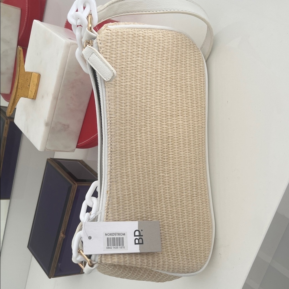 BP Beige Woven Shoulder Bag